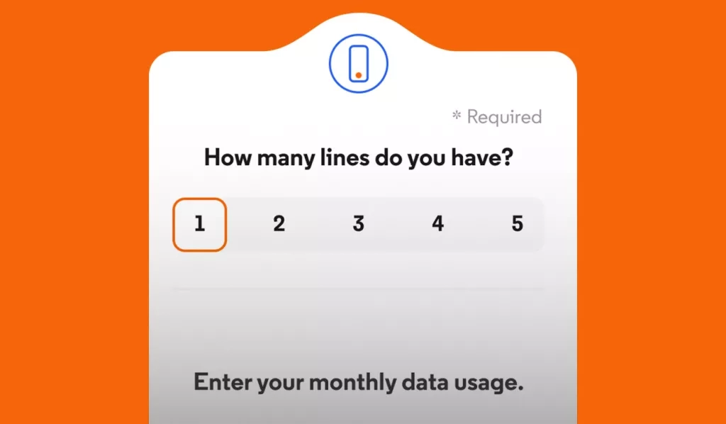 Snippet of Optimum mobile savings calculator