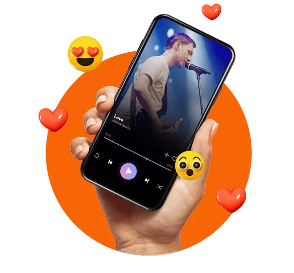 A still of a music concert playing on a mobile phone